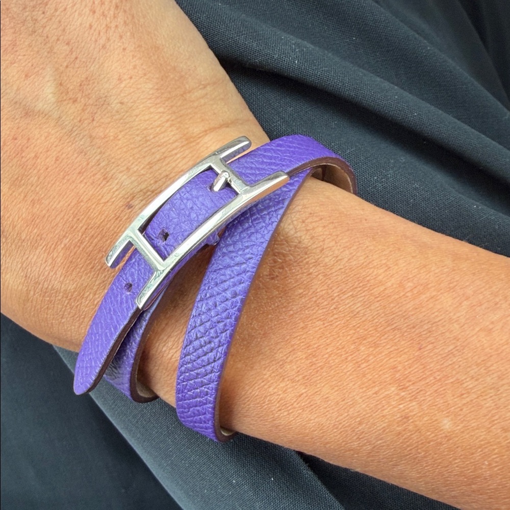 Hermes Behapi Purple swift reversible bracelet